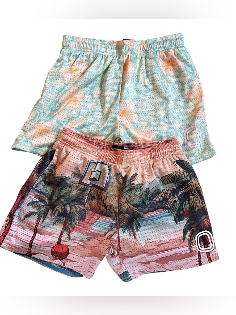 Overtime Men’s Small Mesh Basketball Shorts Bundle Tropical Print Adult S